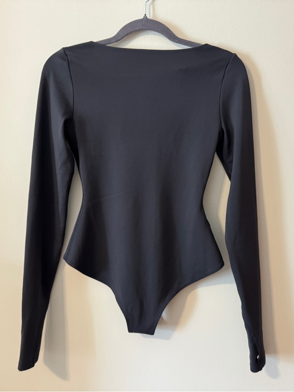 Black Athleta Plunge Long Sleeve Bodysuit Size XS EUC